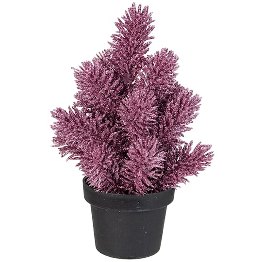 8.5" Unlit Metallic Glitter Artificial Potted Christmas Tree By Northlight in Pink | 8.5" x 4" x 4" | Michaels®